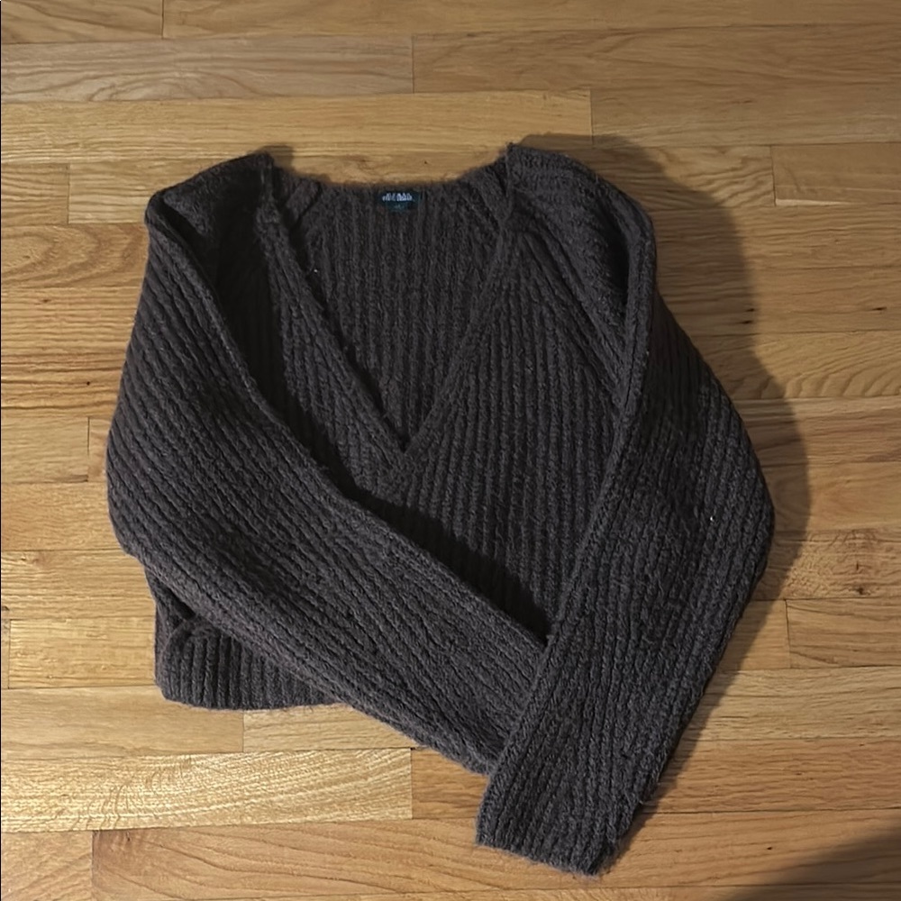 Wild Fable Brown V-Neck Sweater Cozy Knit